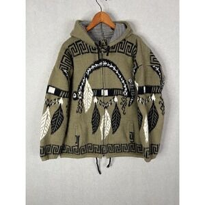 Vintage RUMINAHUI Sweater Full Zip Size XL Wool Collared‎ Cardigan 90s Black